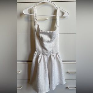 Lucy In the Sky Jacquard Mini Dress in White